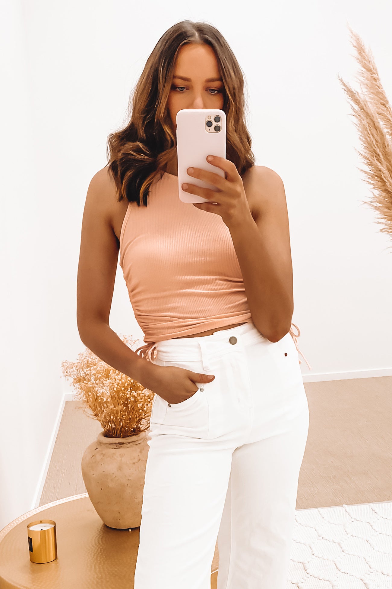 Eve Organic Drawstring Tank Mineral Pink