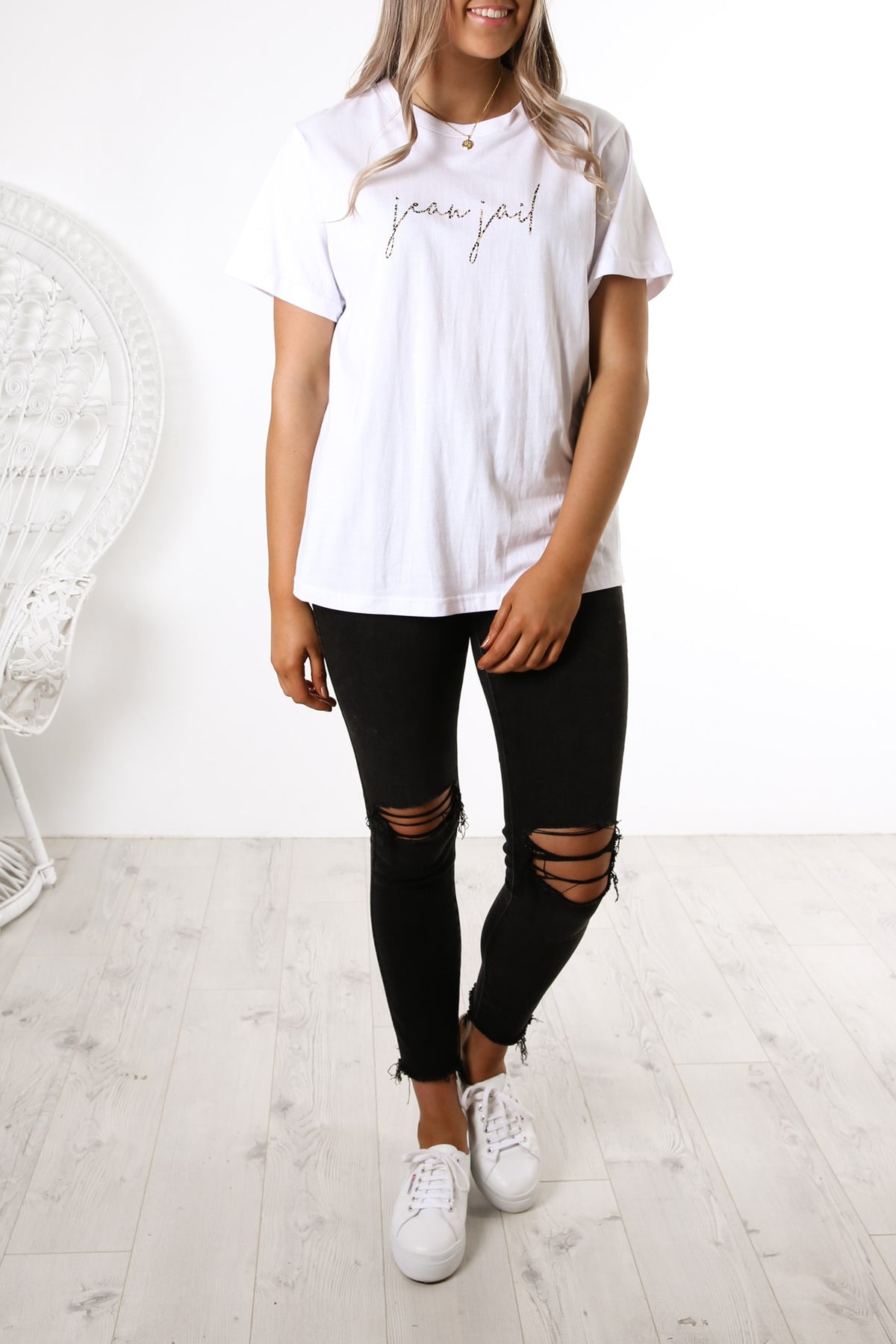 Fearless Tee White Leopard