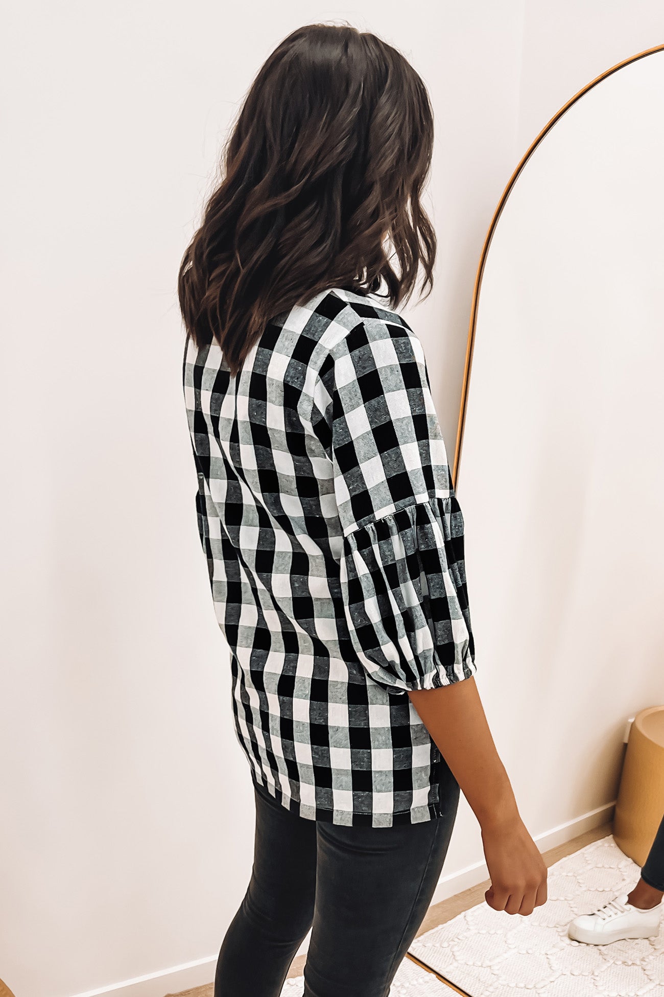 Georgia Top Black White Check