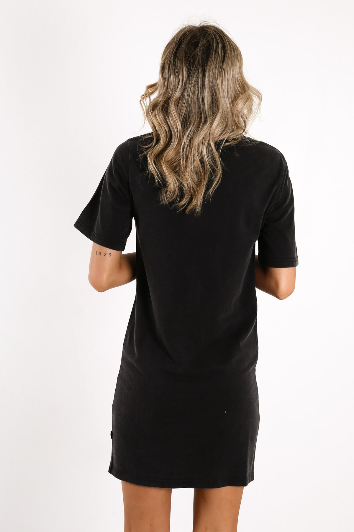 Get Rowdy Tee Dress Washed Black