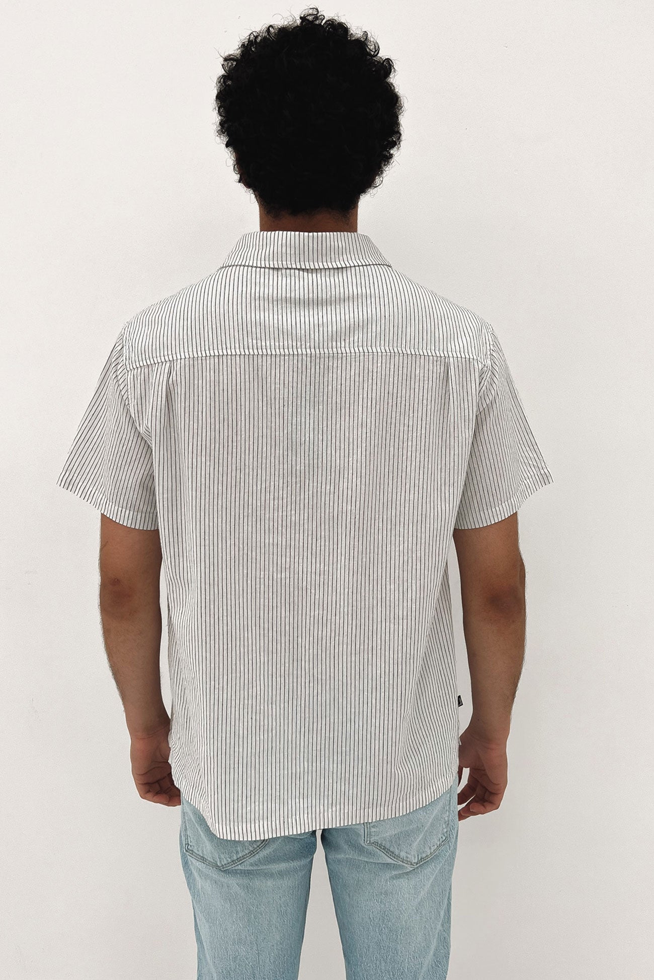 Graffiti Oxford Short Sleeve Shirt White Black Stripe