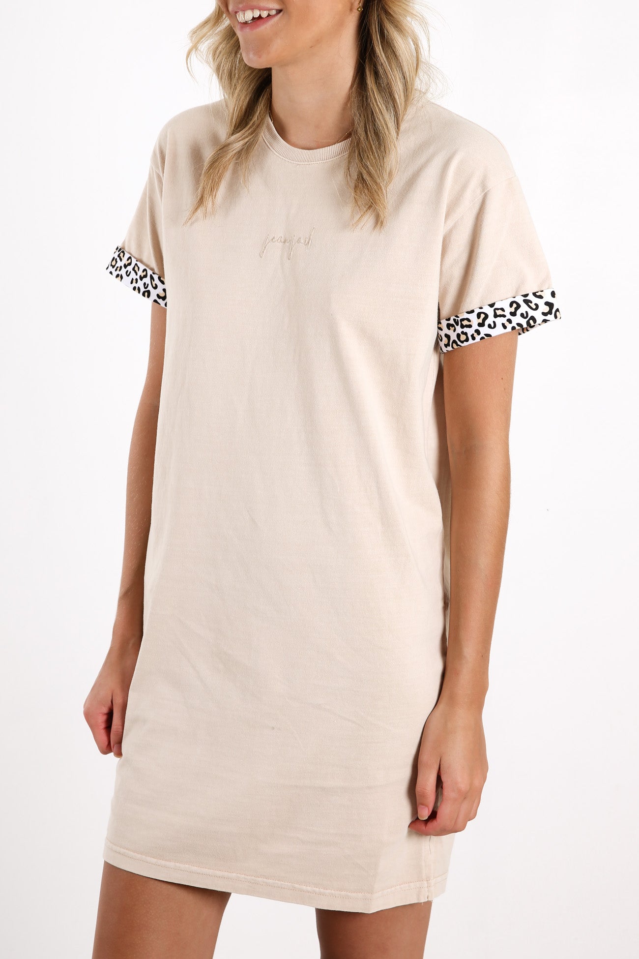 Hear Me Roar Tee Dress Tan Leopard