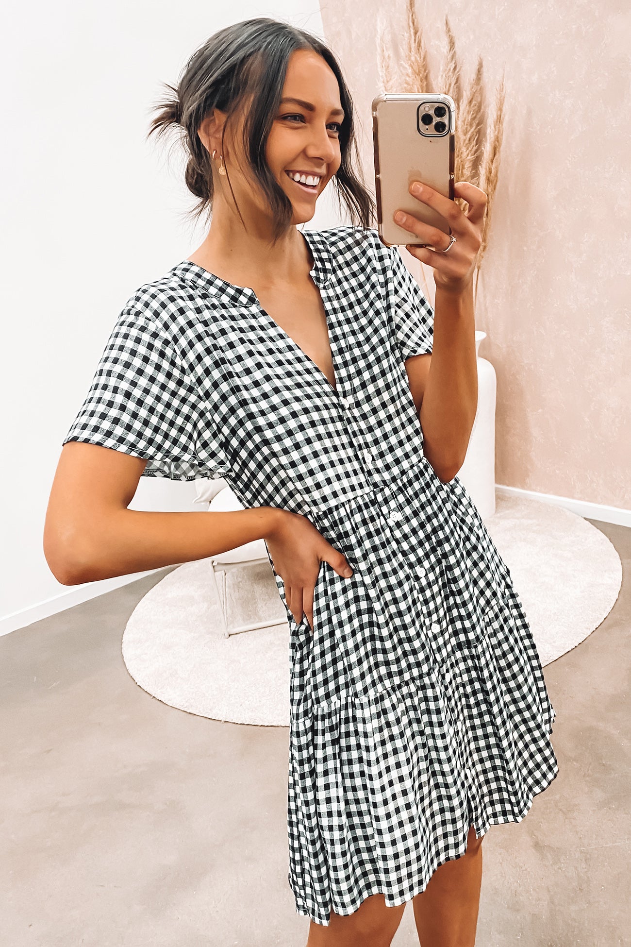 Henry Mini Dress Black Gingham