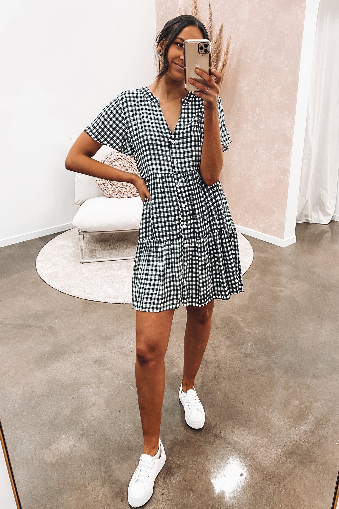 Henry Mini Dress Black Gingham