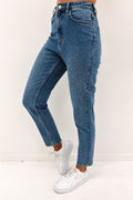 High Moms Slim Hemp Jean Creation Blue