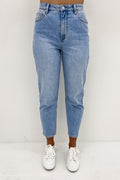 High Moms Slim Hemp Jean Creation Blue