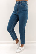 High Moms Slim Hemp Jean Creation Blue