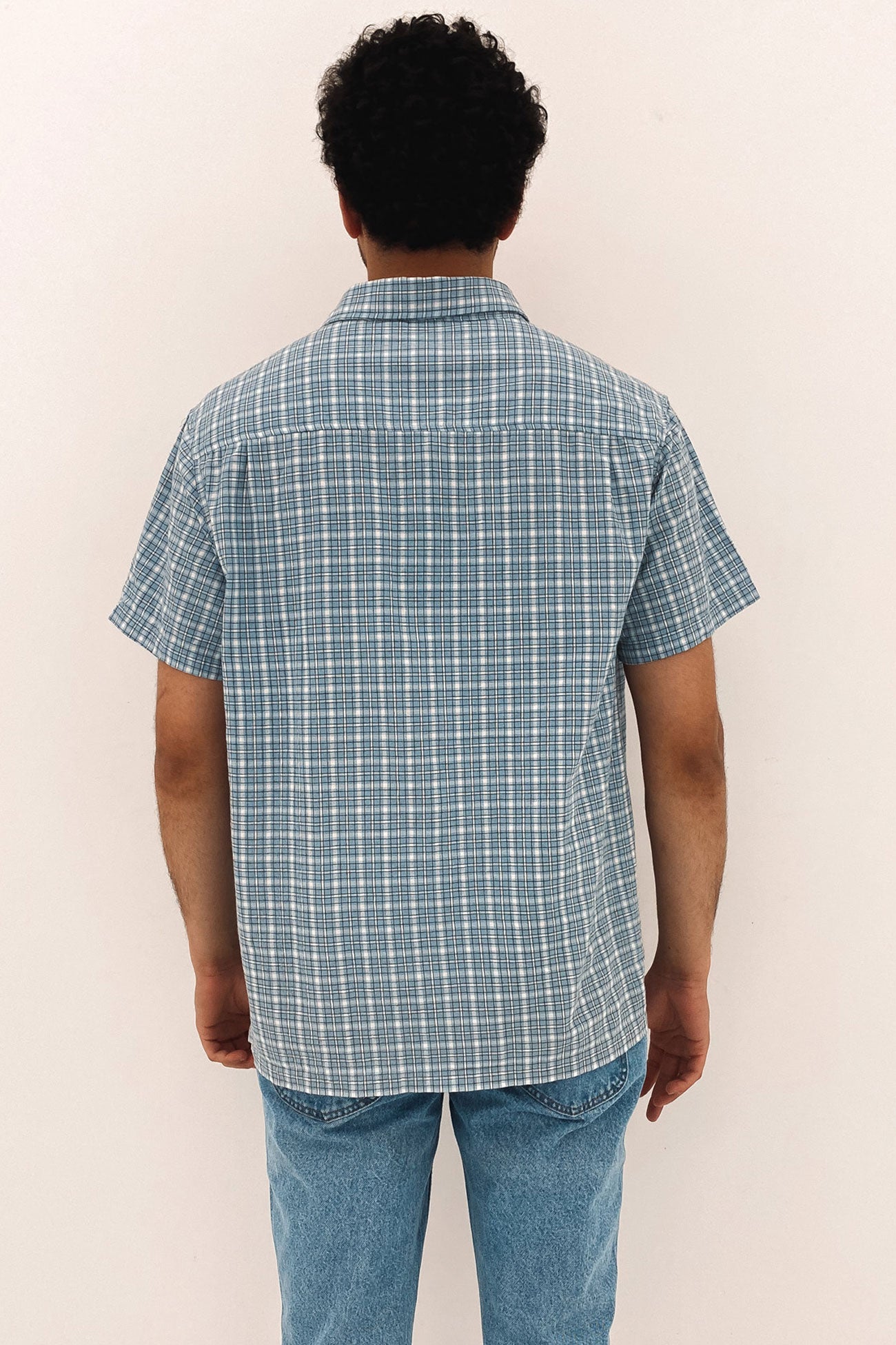 Hudson Check Short Sleeve Shirt Blue