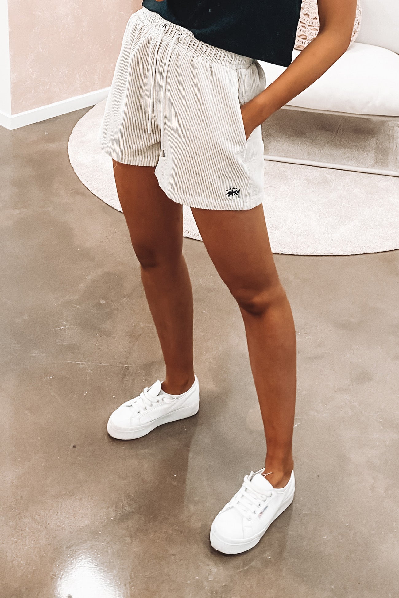 Hudson Cord Short White Sand