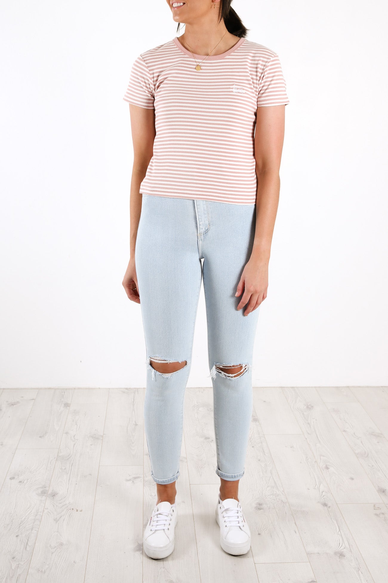 Hyde Stripe Rib Tee Blush