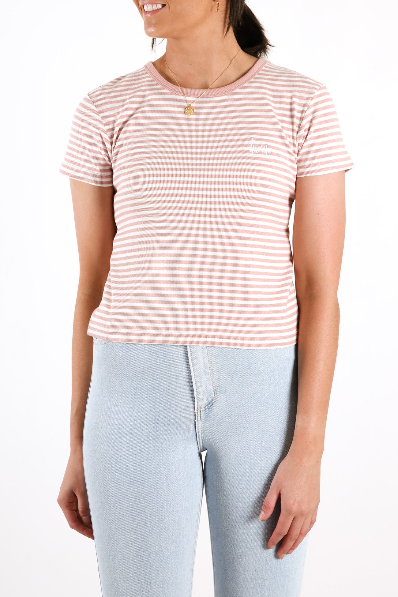 Hyde Stripe Rib Tee Blush