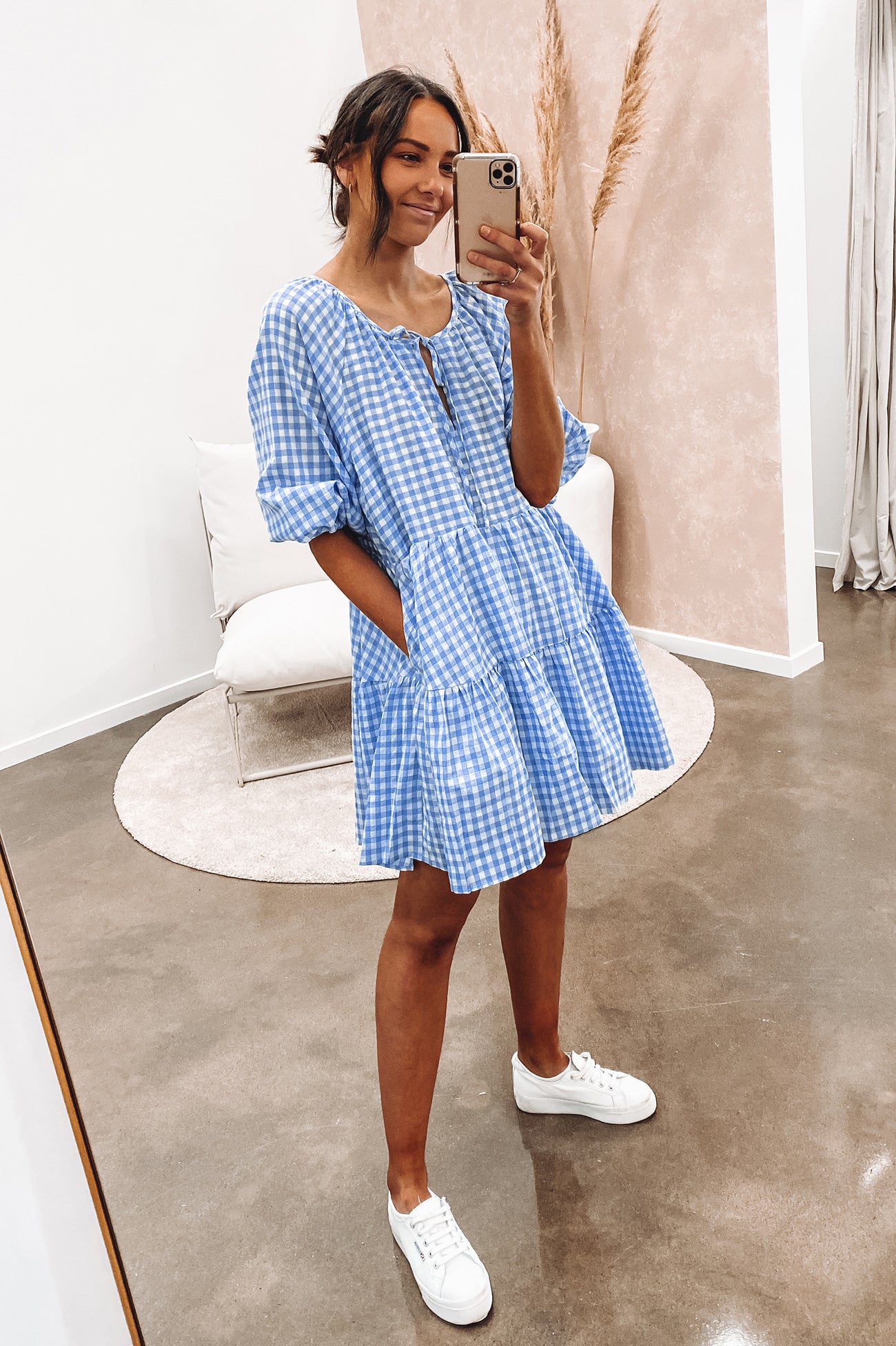 In The Shadows Dress Blue Gingham