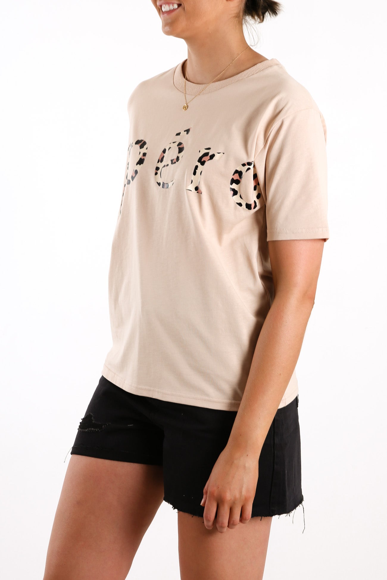 JJ Leopard Printed Tee Beige