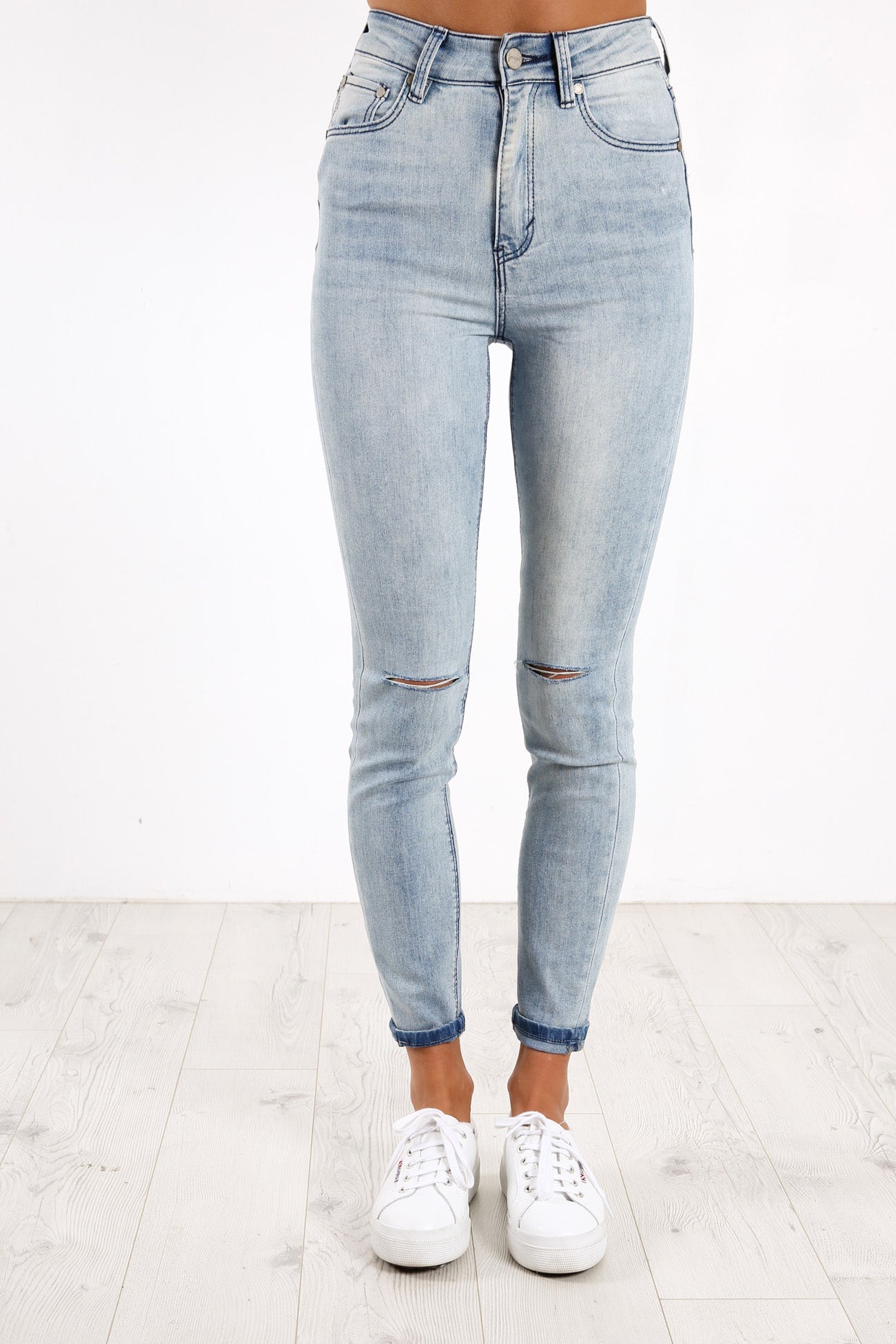 JJ High Skinny Jean Slashed Blue