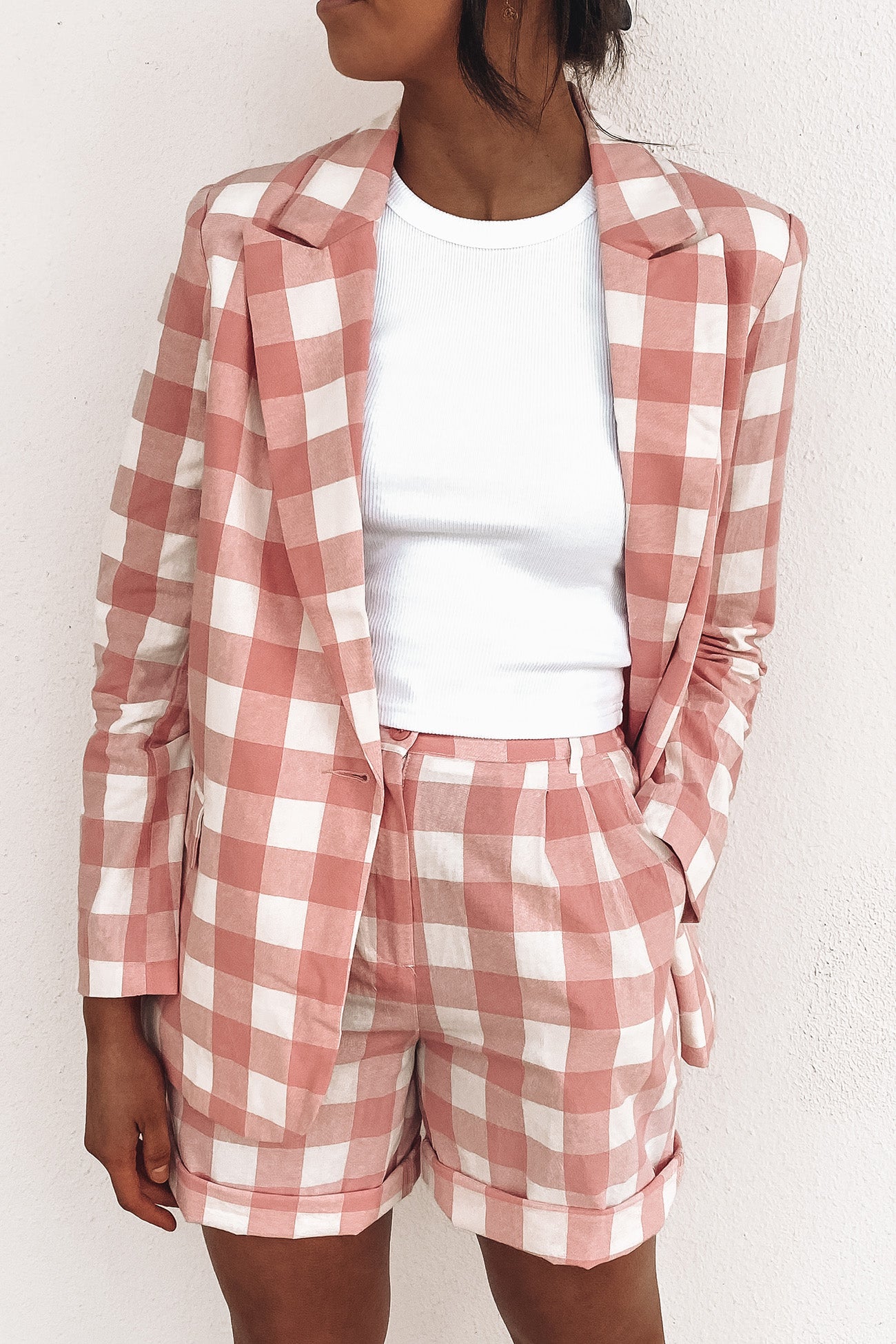 Jasper Check Blazer Pink