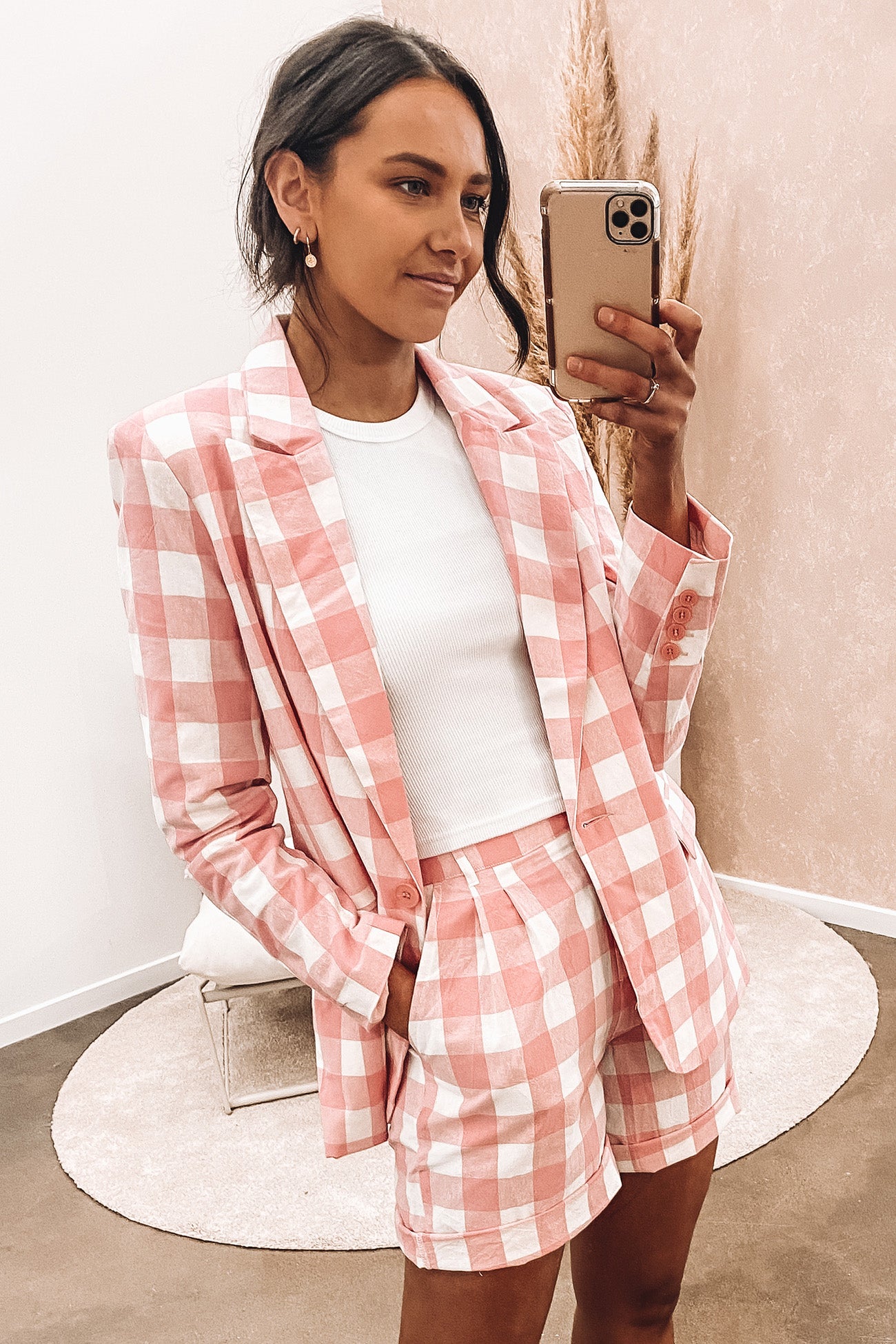 Jasper Check Blazer Pink