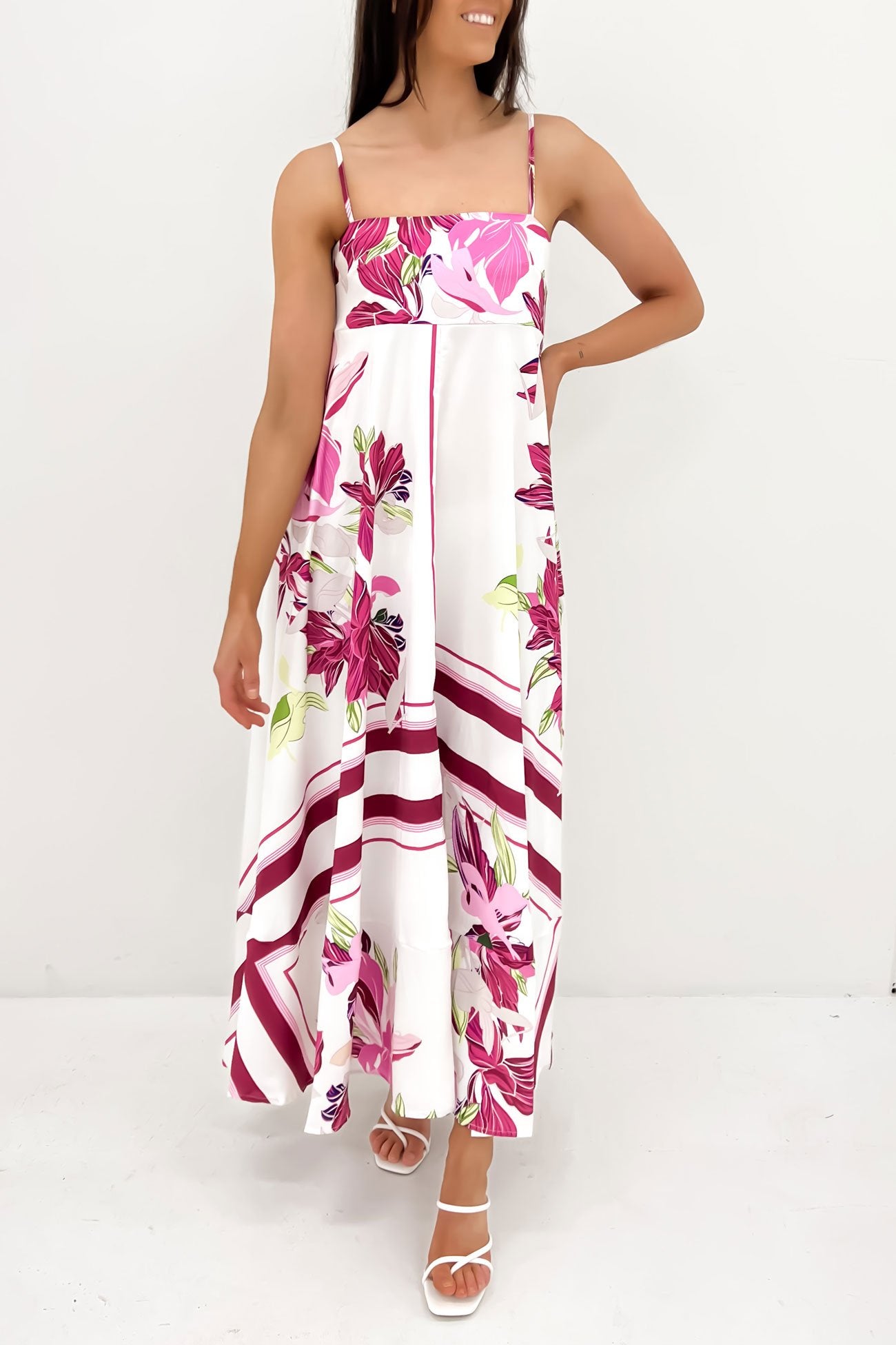 Jules Maxi Dress White Pink