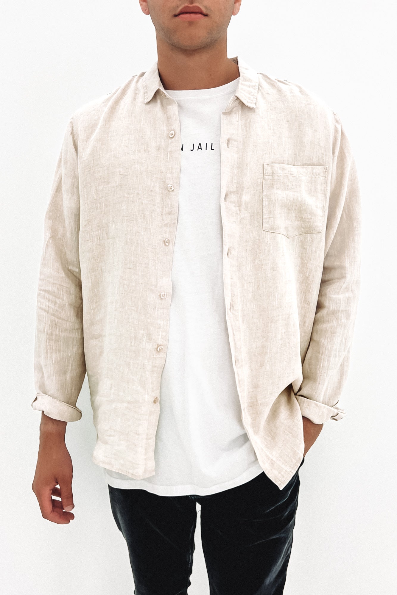 Linen Long Sleeve Shirt Natural