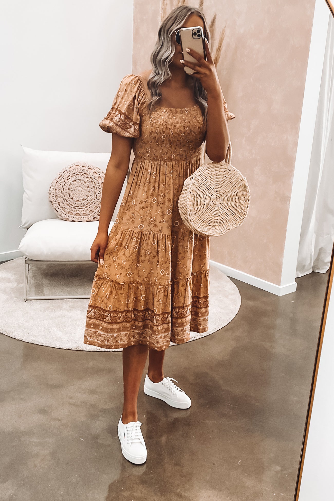 Luca Midi Dress Tan