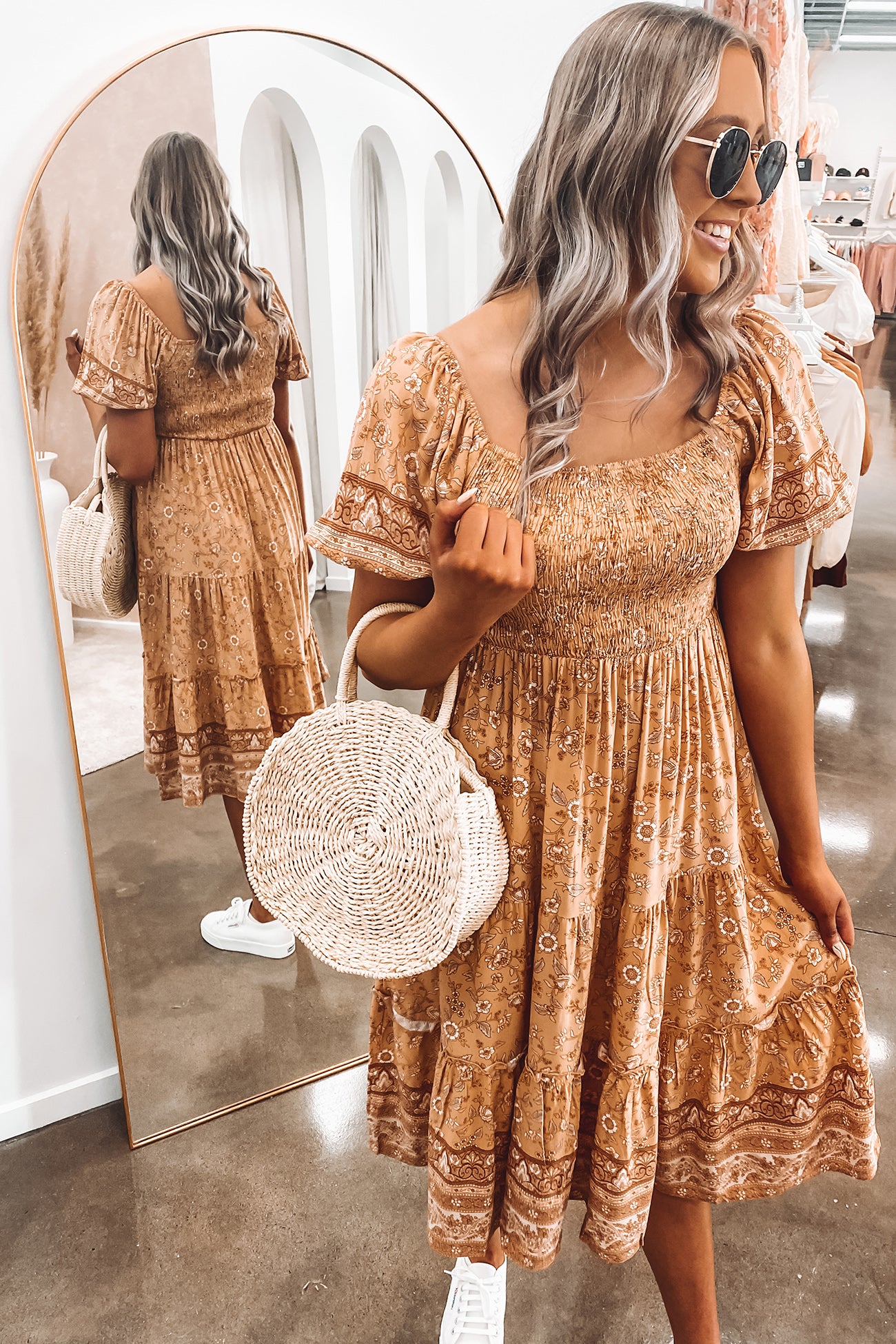 Luca Midi Dress Tan