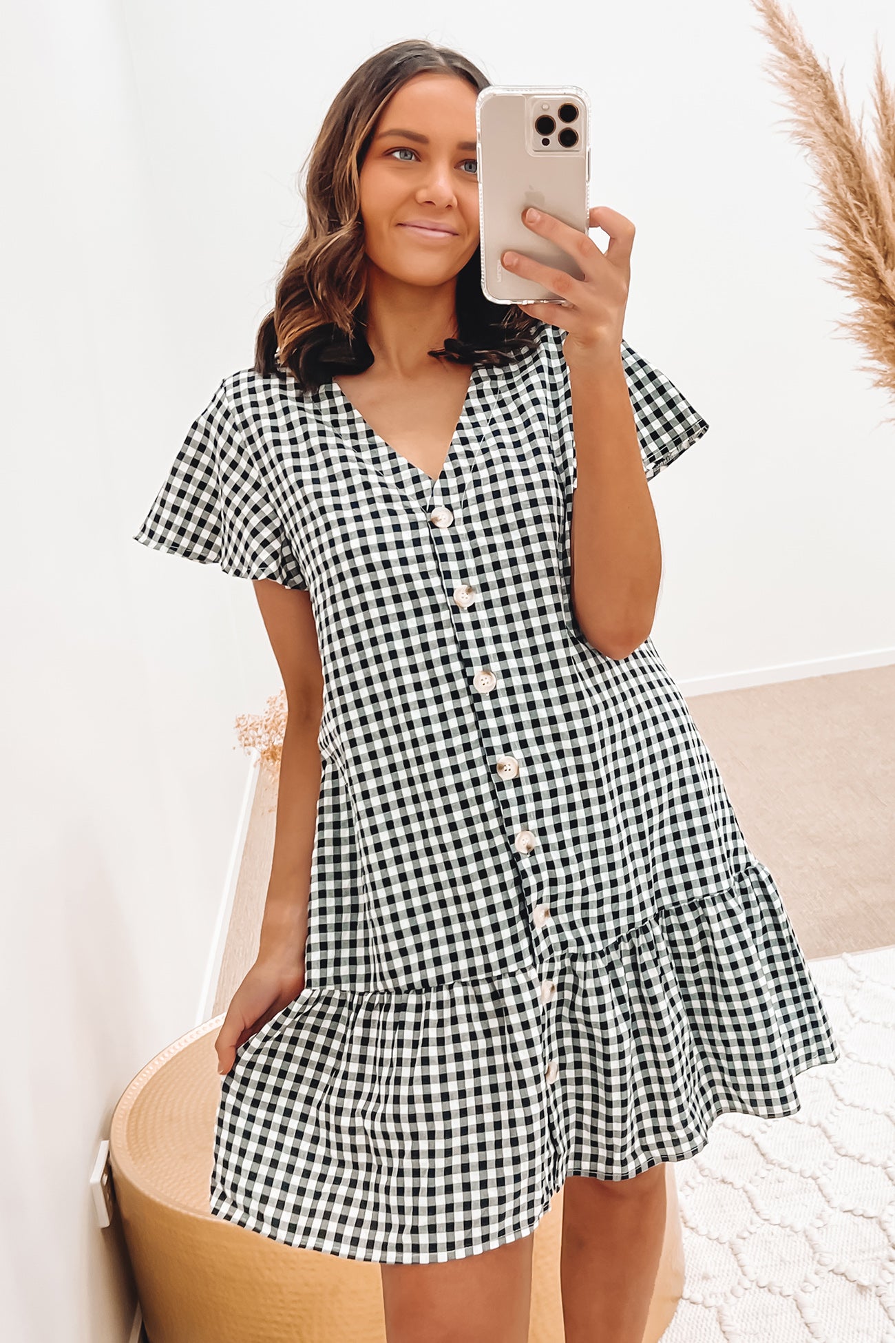 Lyra Mini Dress Black Gingham