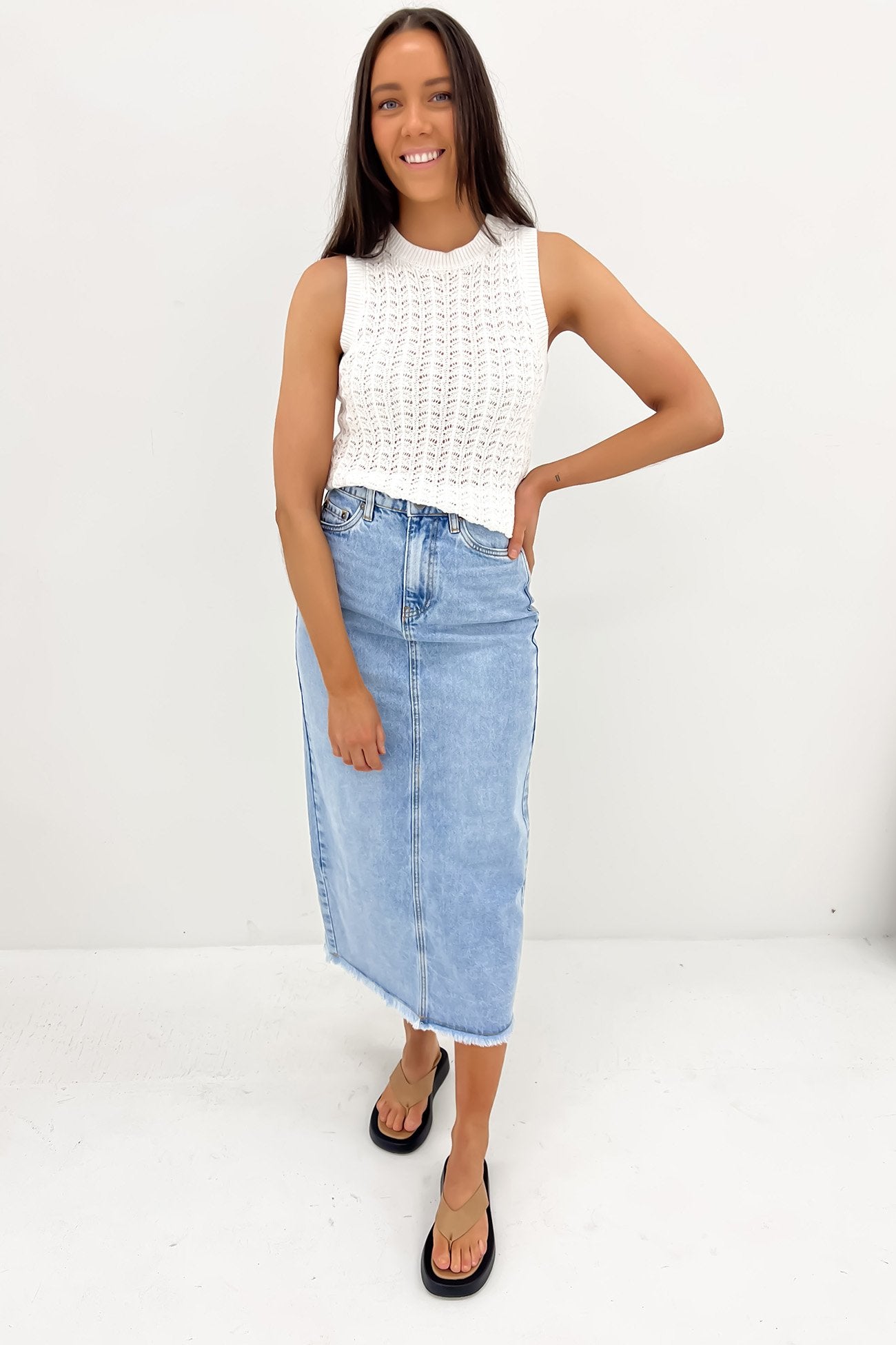 Mabel Crochet Top White