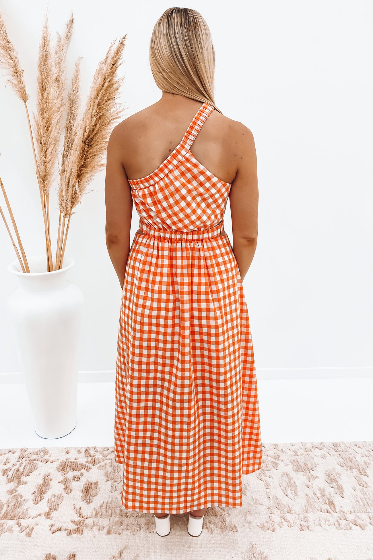 Macey Maxi Dress Orange Check