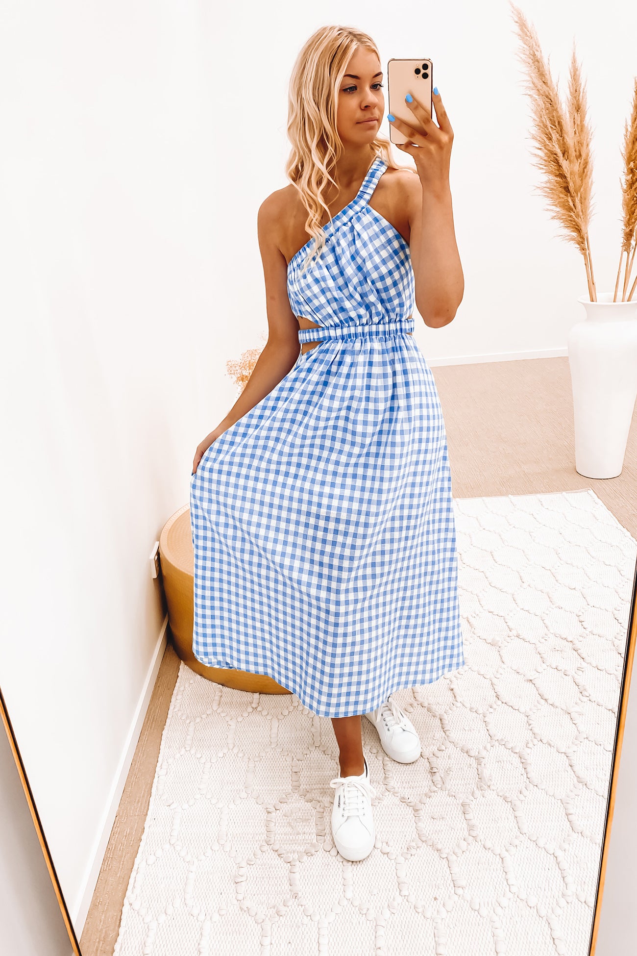 Macey Maxi Dress Blue Check