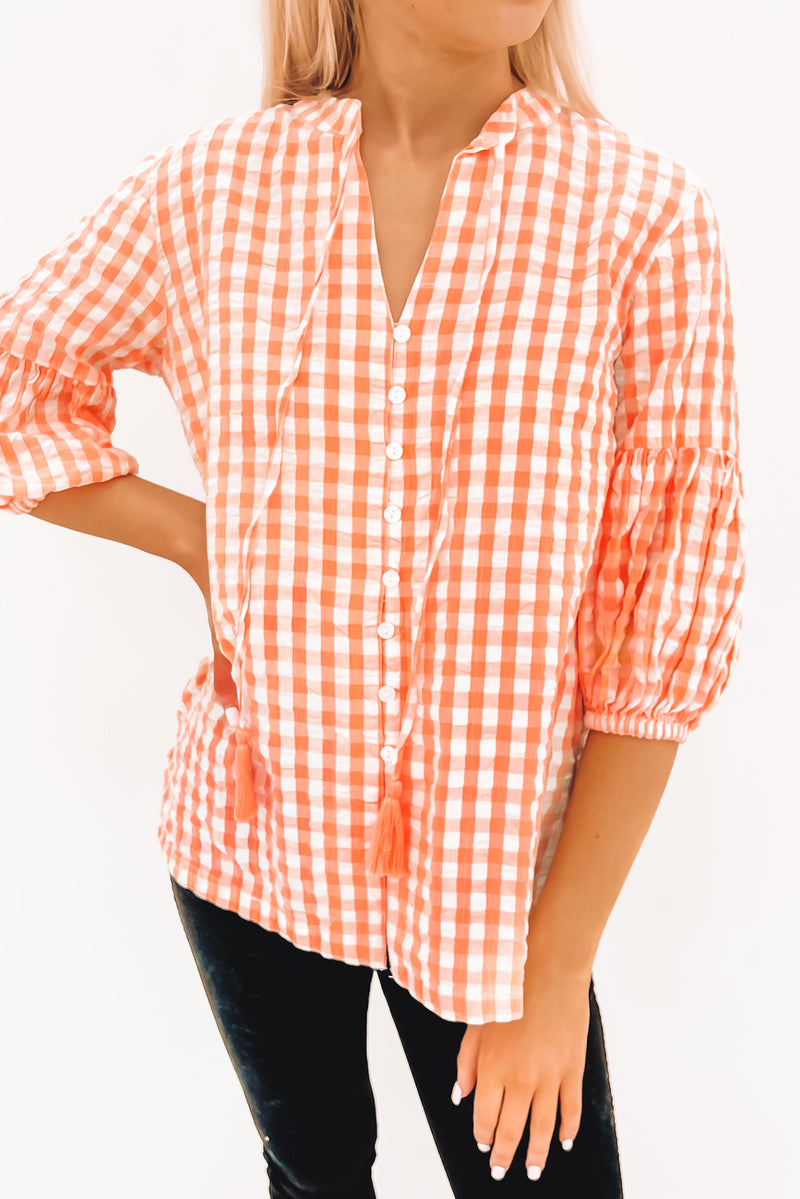 Marina Check Top Coral