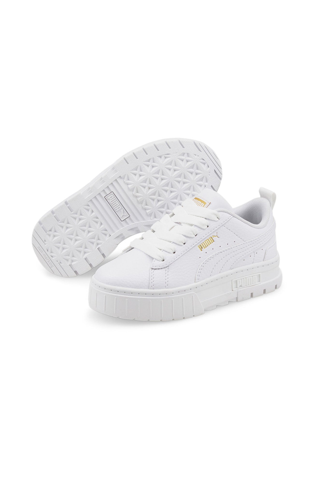 Mayze Leather Kids Sneaker Puma White Puma Team Gold