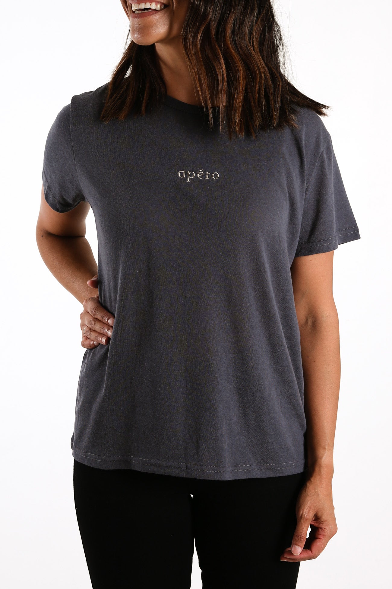 Mini Embroidered Femme Tee Washed Slate