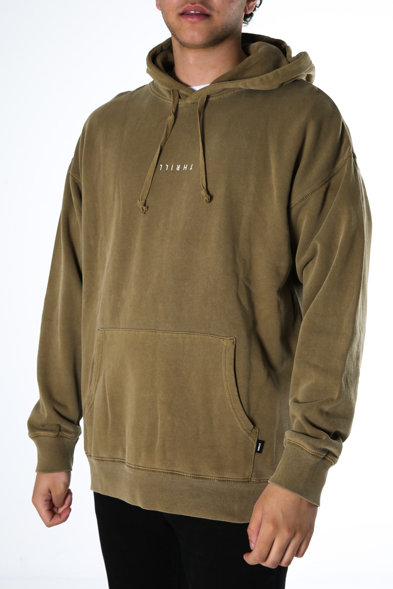 Minimal Thrills Slouch Pull On Hood Moss