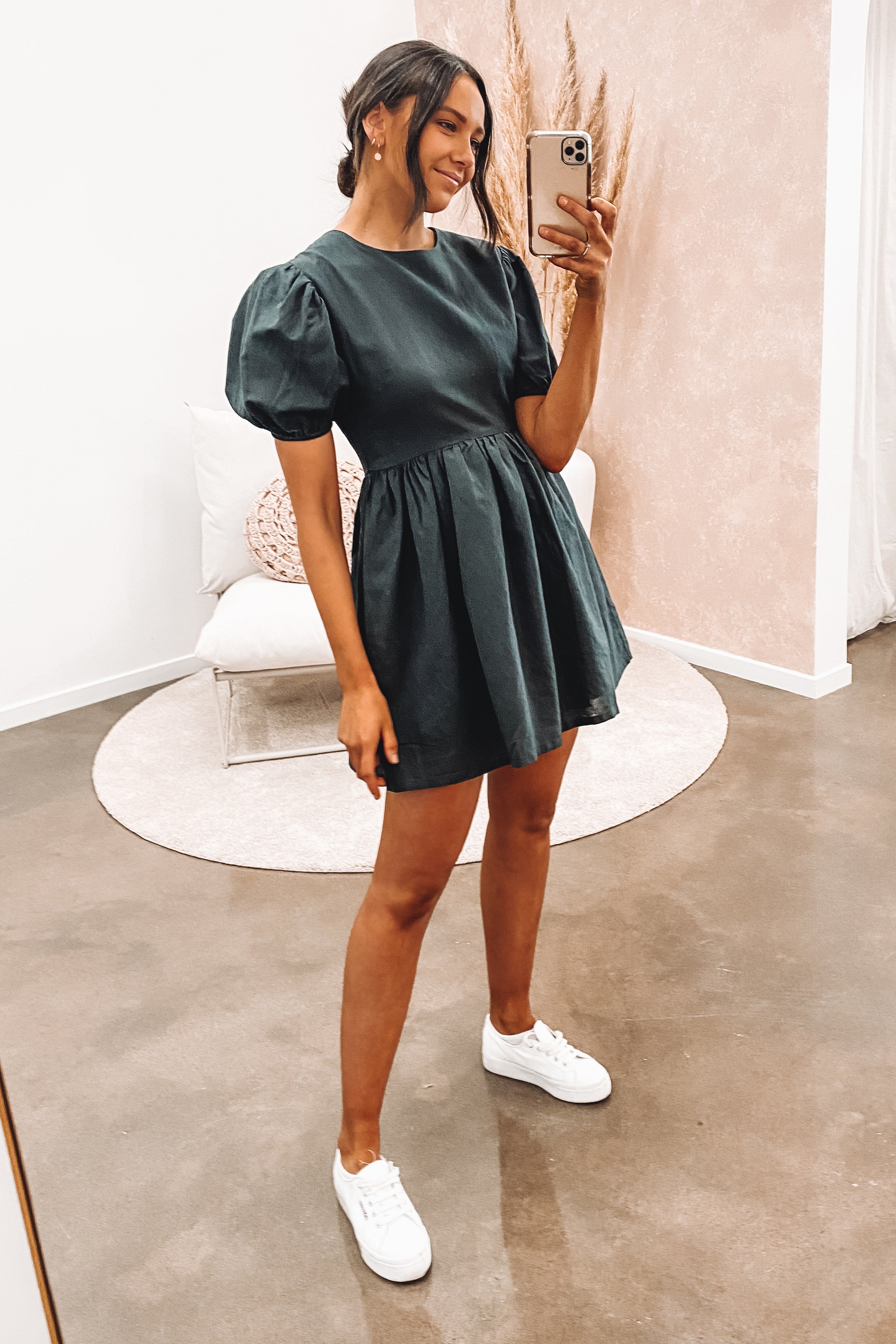 Nima Linen Mini Dress Coal