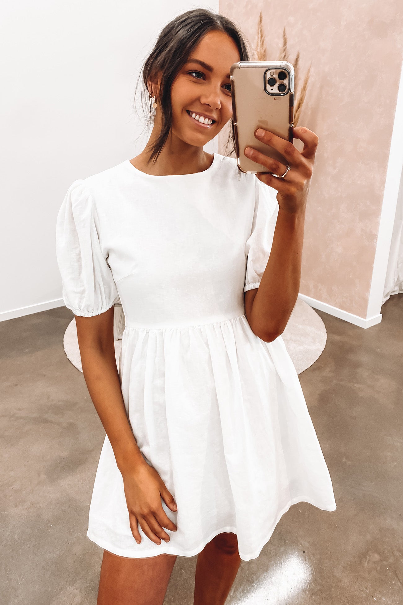 Nima Linen Mini Dress White