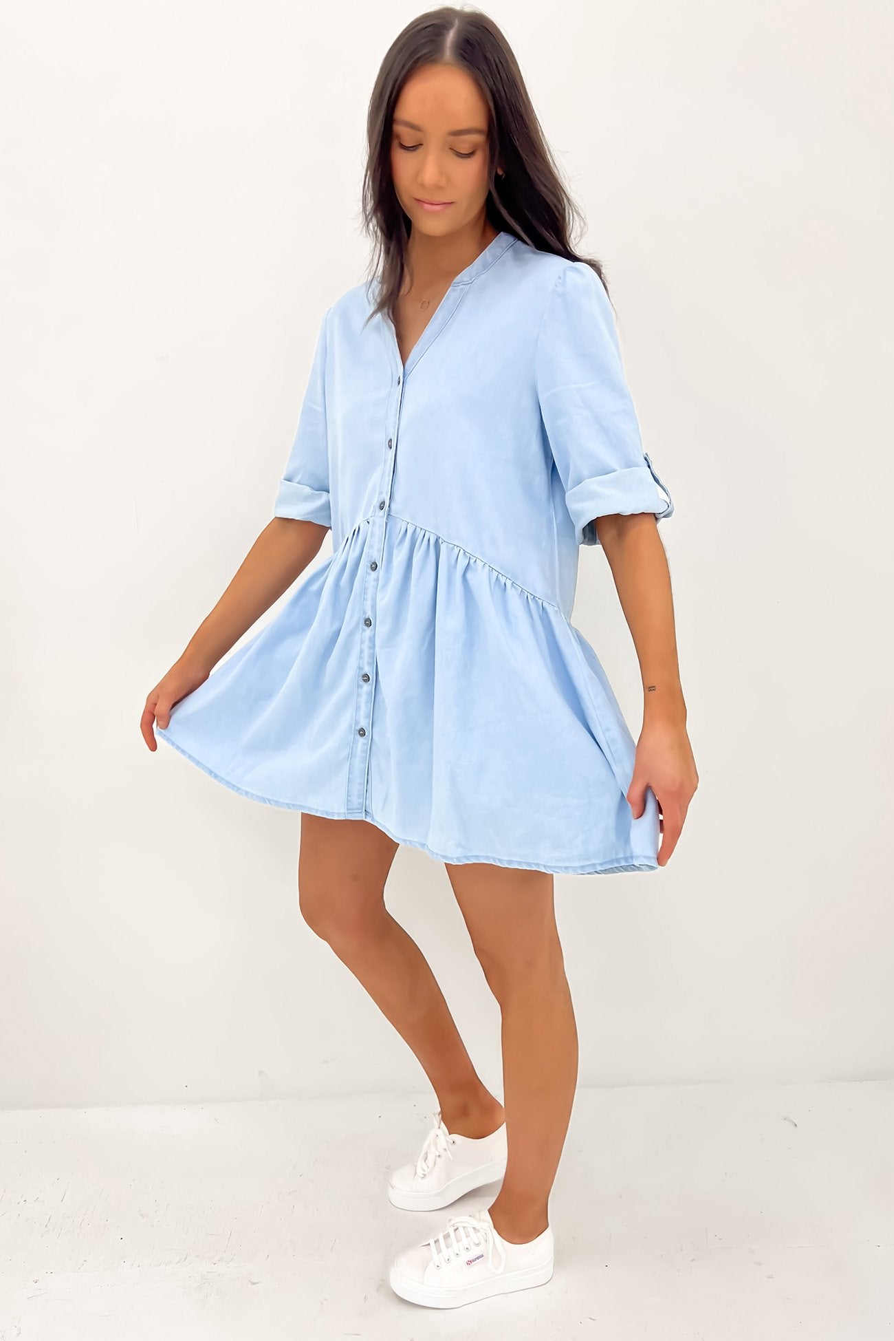 Niomie Denim Mini Dress Light Blue