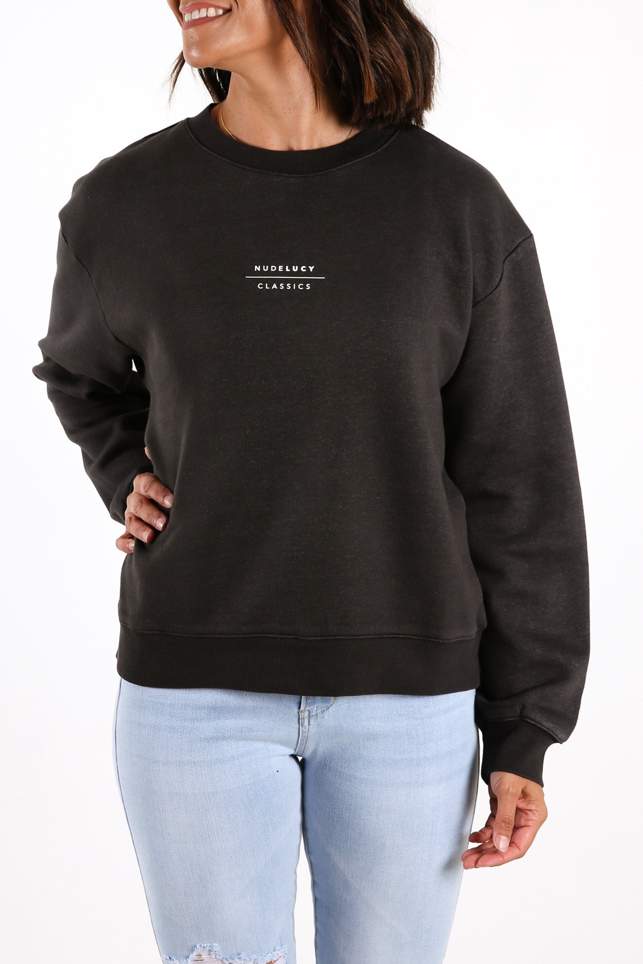 Nude Classics Slogan Sweat Coal