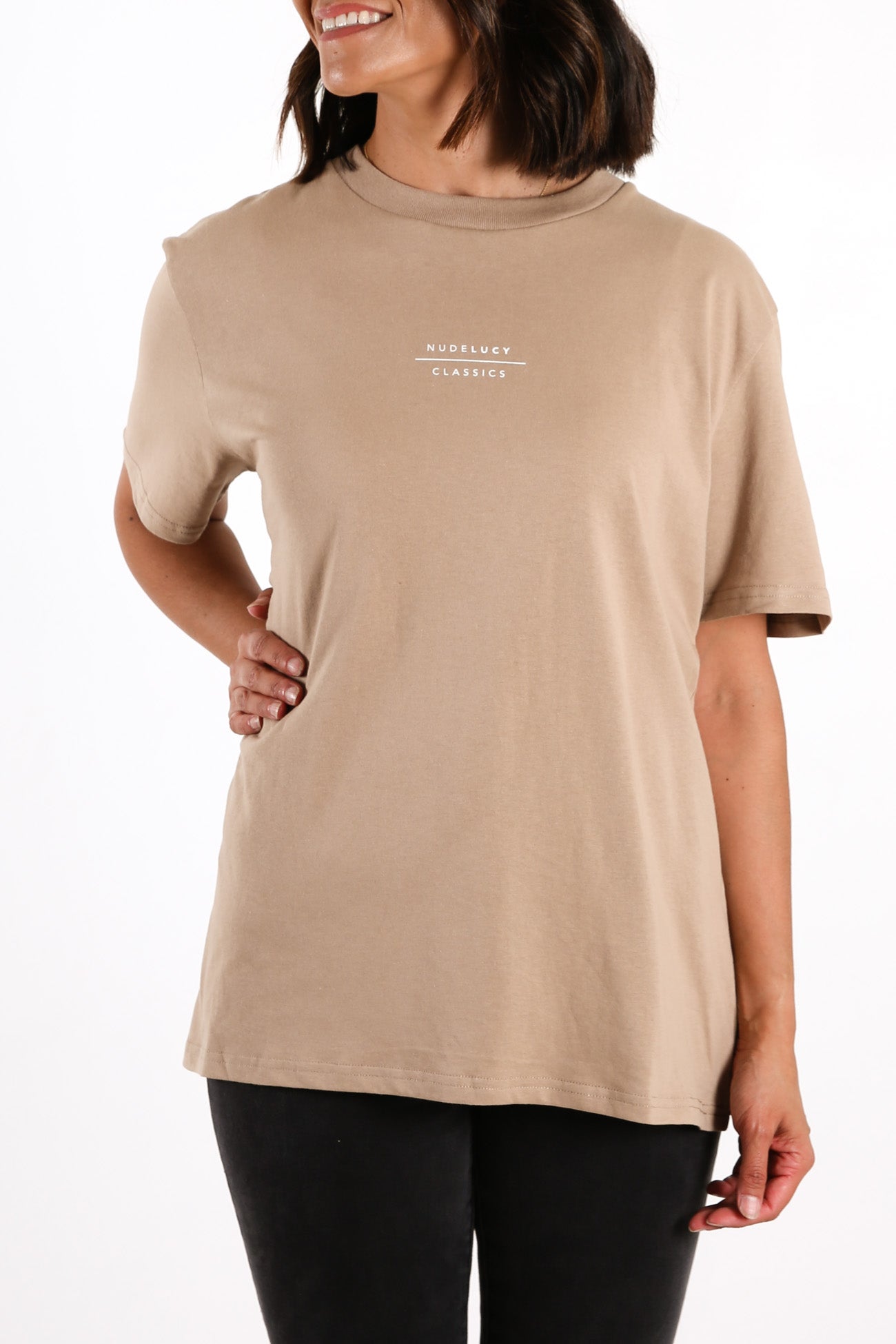 Nude Classics Slogan BF Tee Mocha
