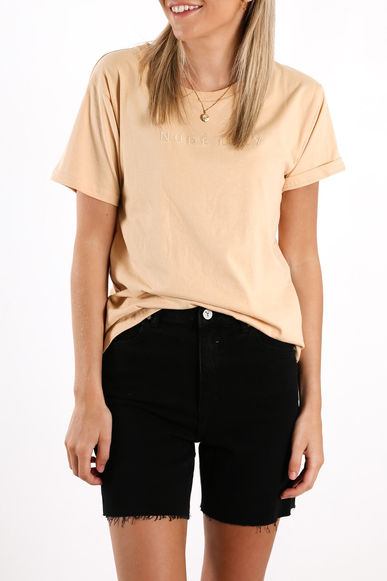 Nude Lucy Embroidered Slogan Tee