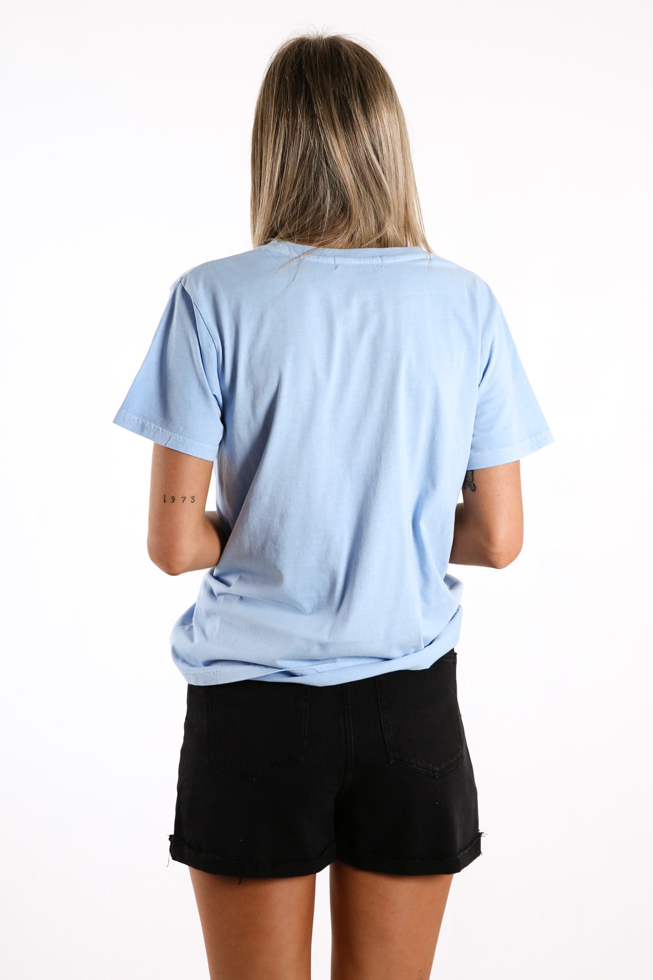 Nude Lucy Washed Slogan Capri Blue