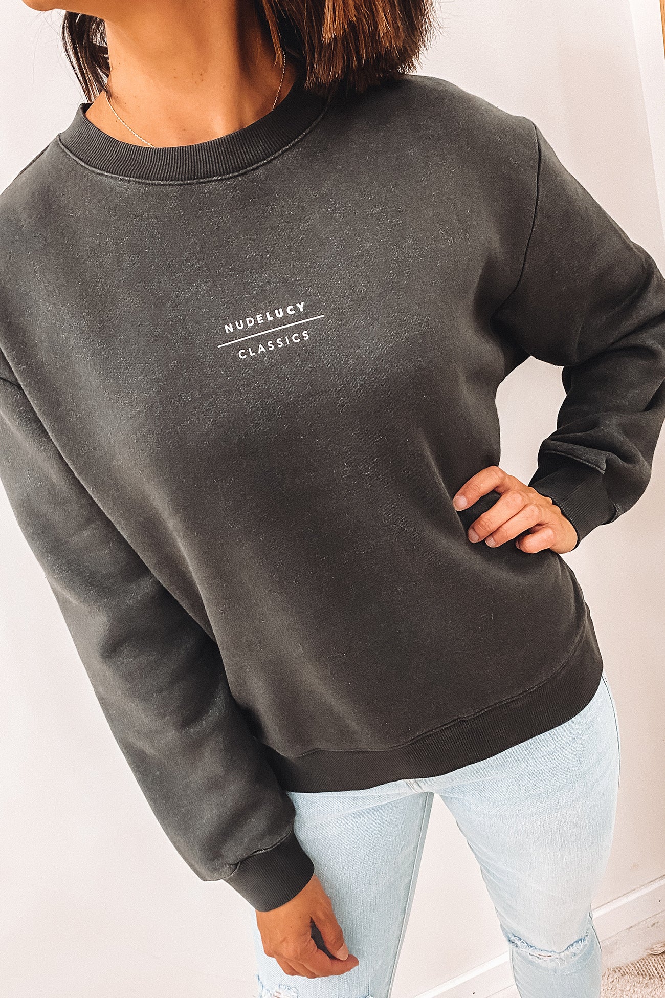 Nude Classics Slogan Sweat Coal