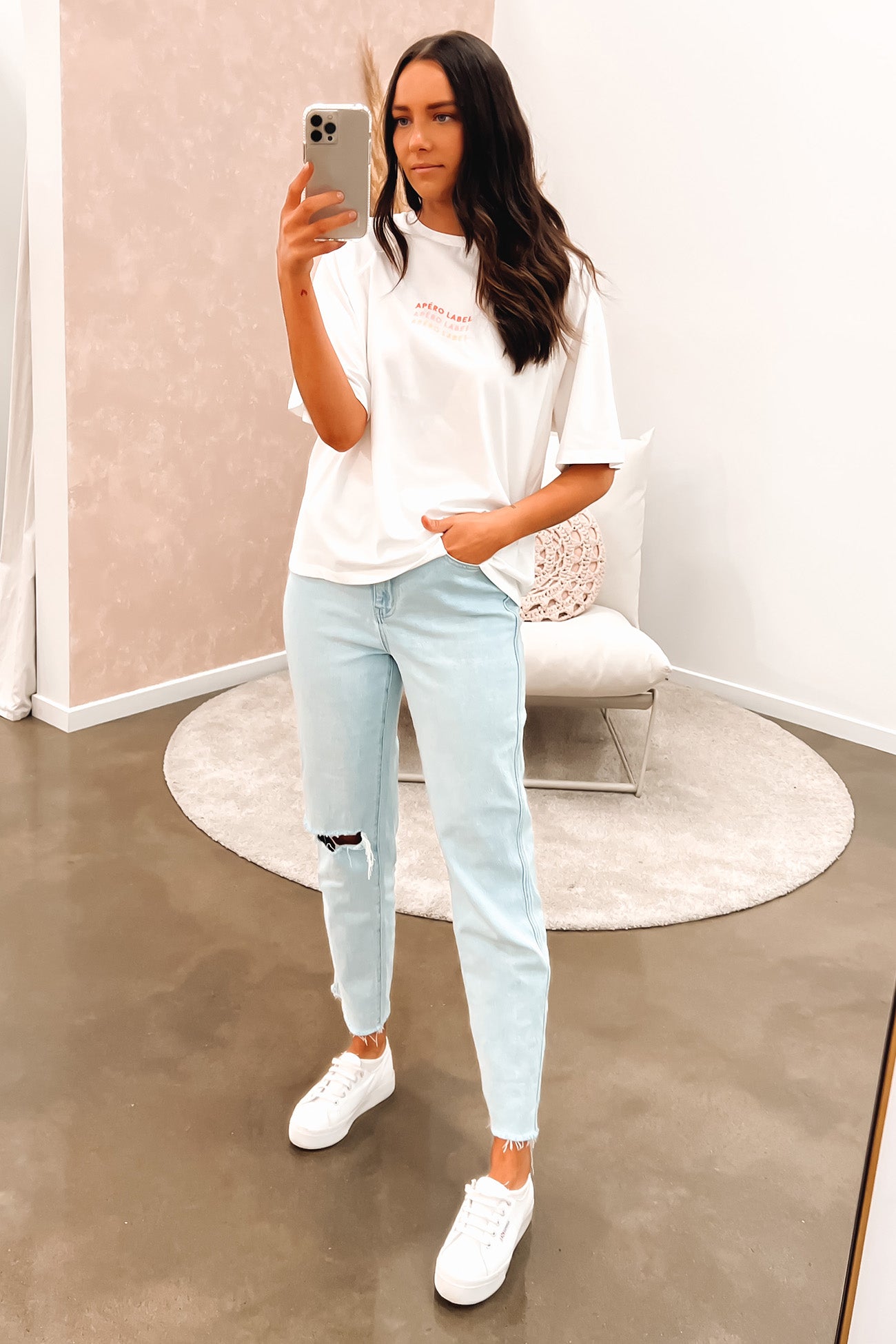 Oli Embroidered Oversized Tee White Multi