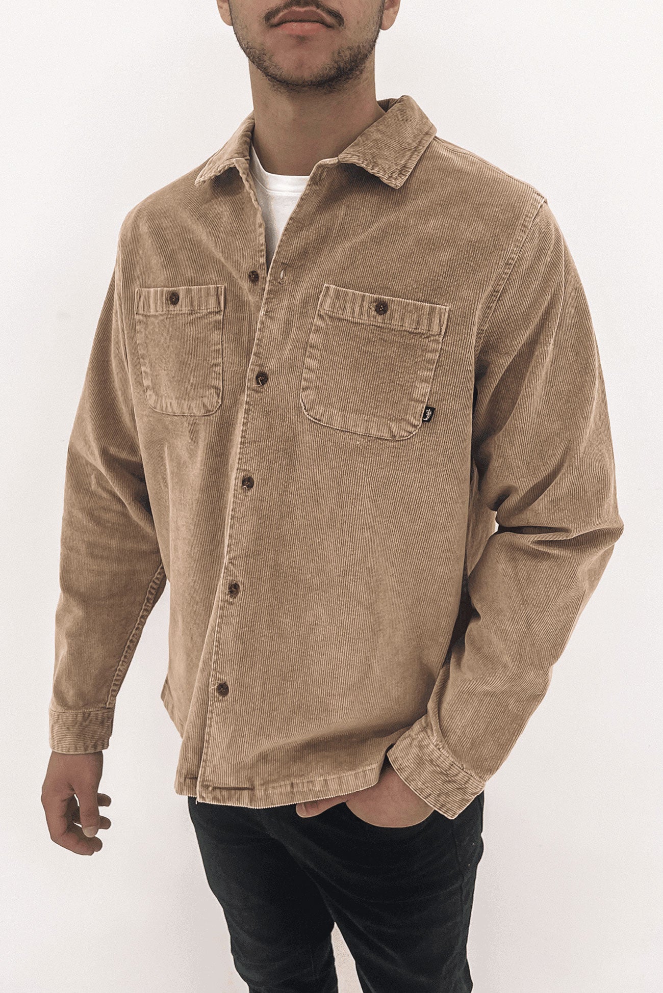 Pigment Dyed Cord Long Sleeve Overshirt Pigment Smoke
