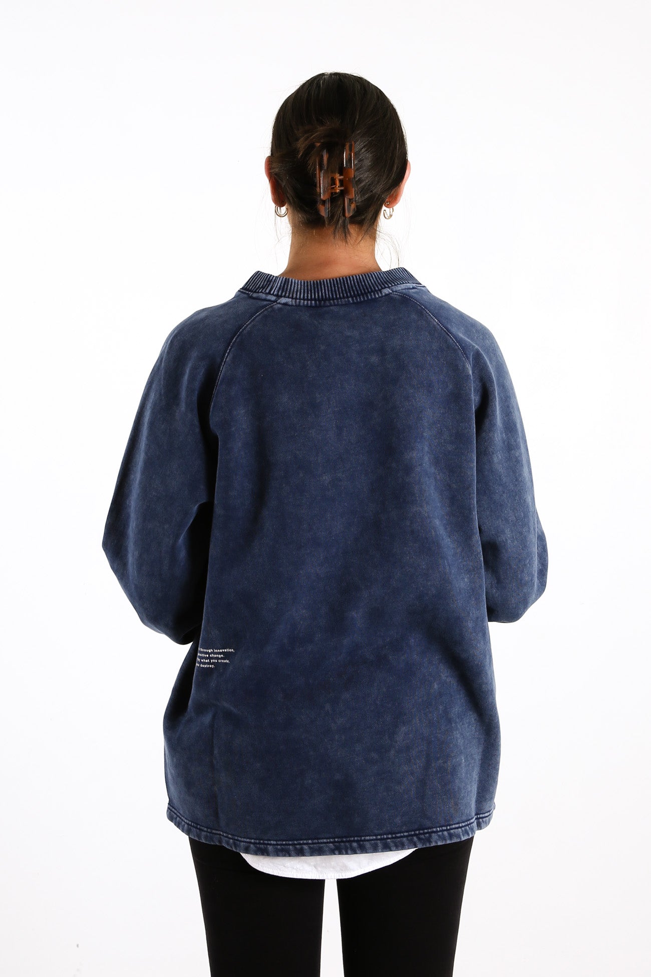 Premium Organic Raglan Crew Neck Stone Navy