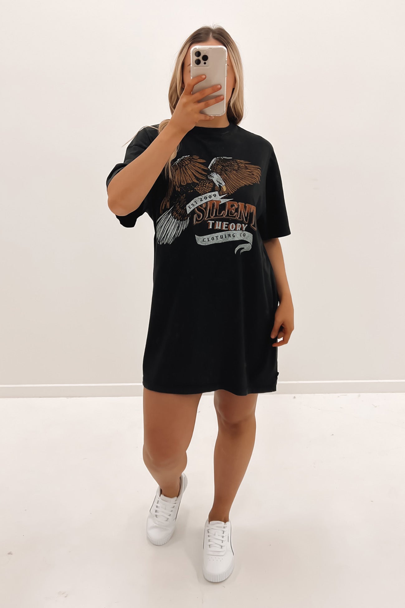 Raptor Tee Dress Washed Black
