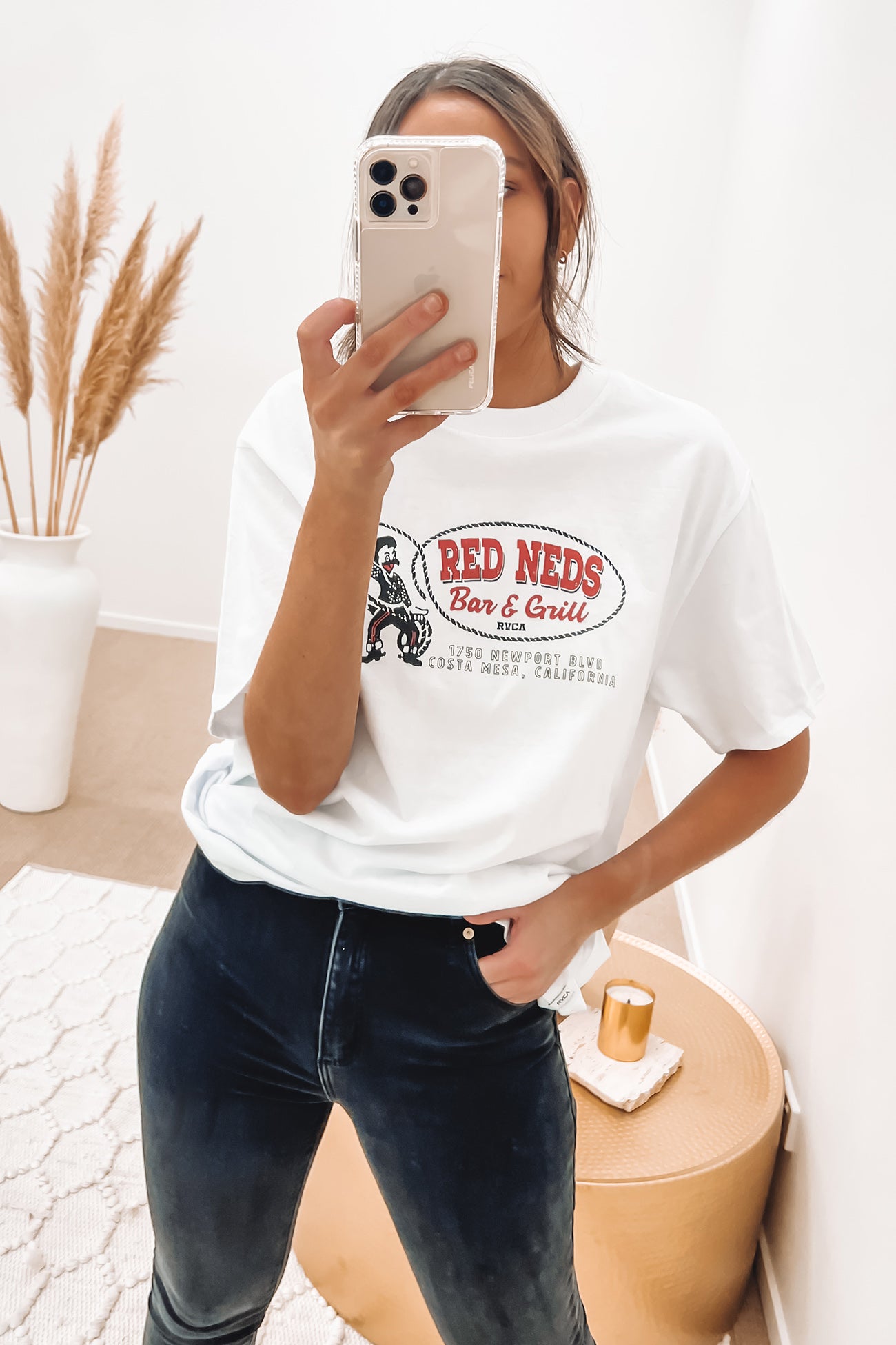 Red Neds Tee White