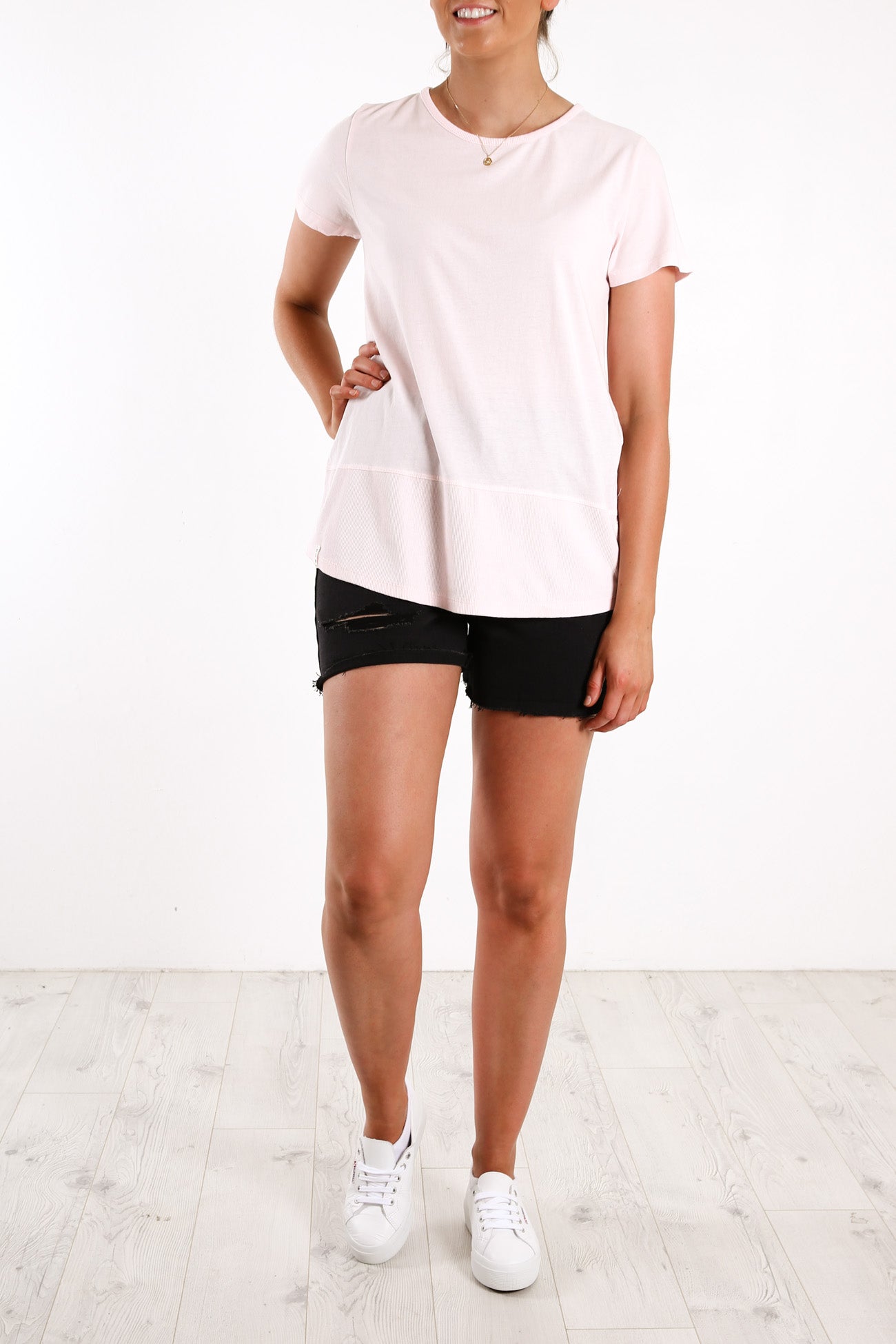 Rib Short Sleeve Tee Rose