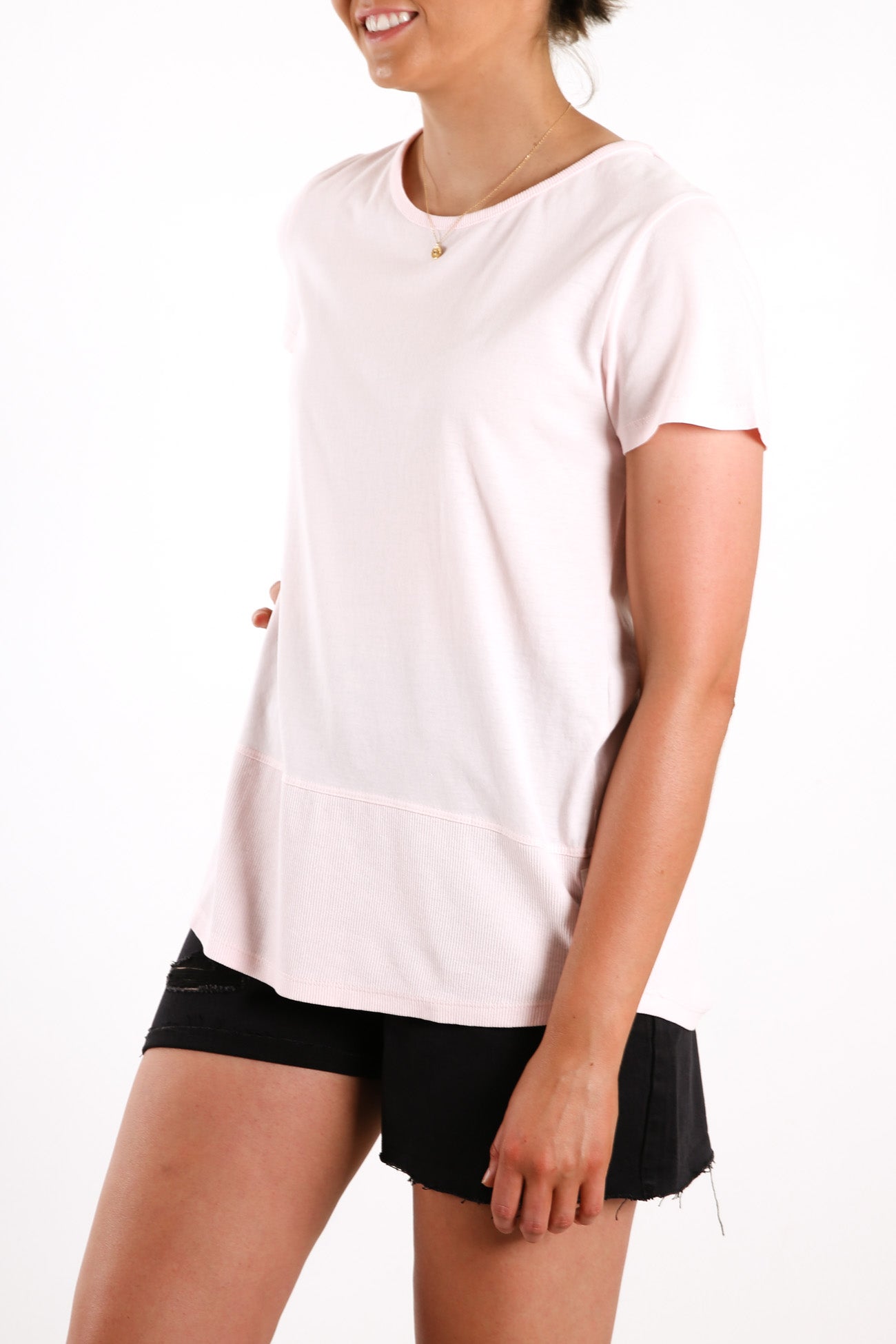 Rib Short Sleeve Tee Rose