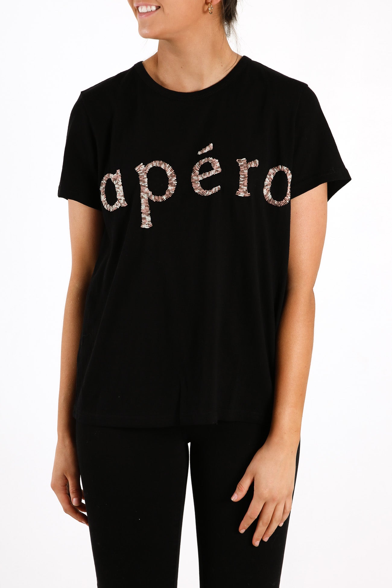 Roar Beaded Femme Tee Black Multi