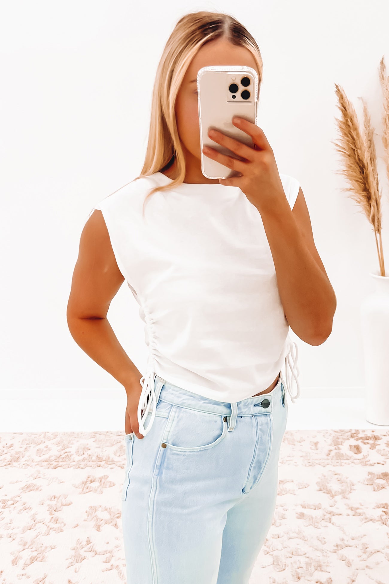 Rowan Organic Drawstring Tank White