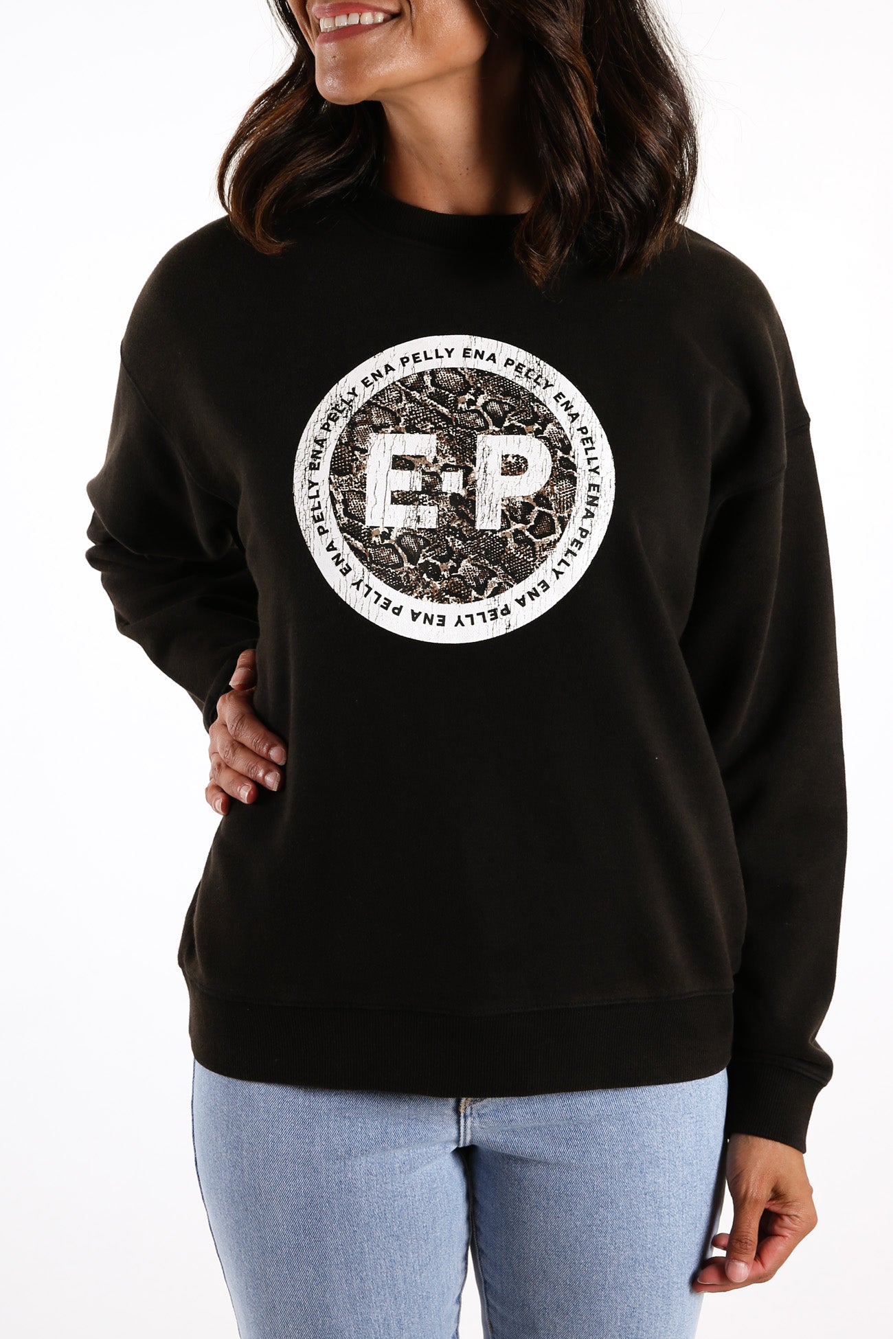 Snake Stamp Sweatshirt Washed Black